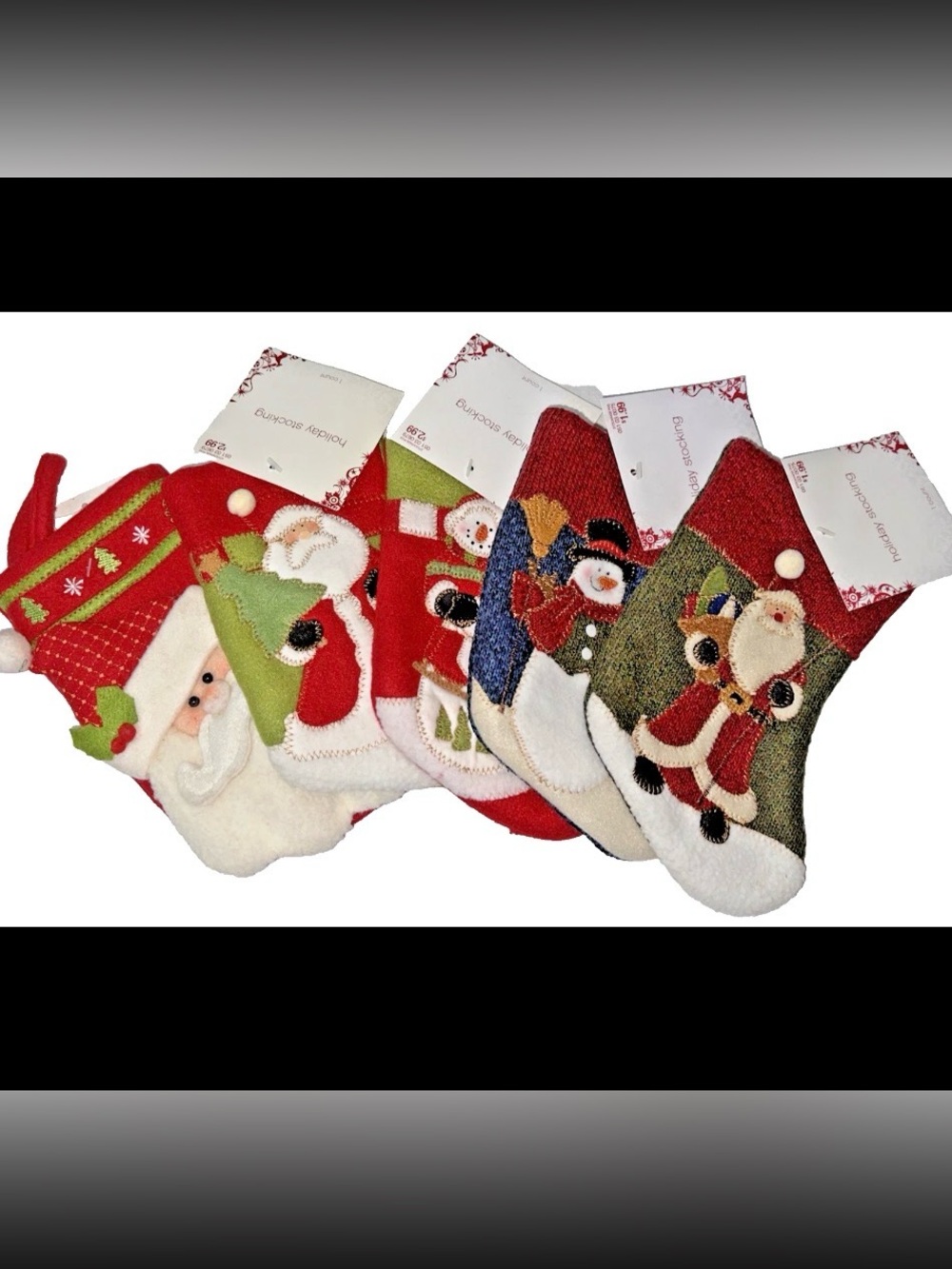 Lot of 5 Target 2006
Mini 7" - 8" Holiday stockings
Santa, snowman 3D santa